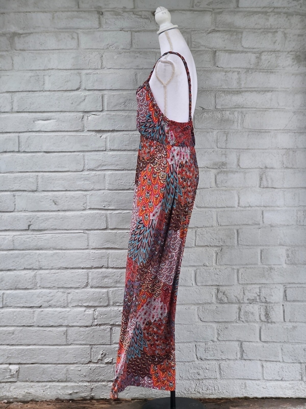 MOA MOA Woman 2X Patchwork Paisley Print Maxi Dress, Open Back - Picture 3 of 7